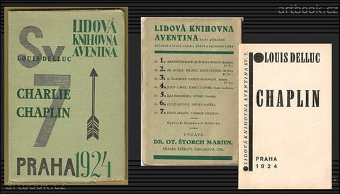 Teige & Mrkvička - DELLUC; LOUIS: CHARLIE CHAPLIN. - 1924. Lidová knihovna Aventina sv. 7. Obálka TEIGE & MRKVIČKA.
