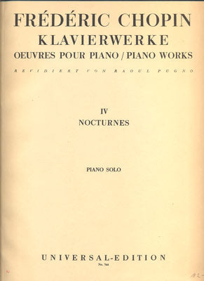 CHOPIN, FRÉDÉRIC: KLAVIERWERKE. - před r. 1930. IV. Nocturnes