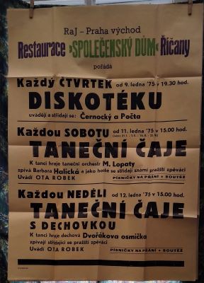 RESTAURACE "SPOLEČENSKÝ DŮM" ŘÍČANY. - 1975.