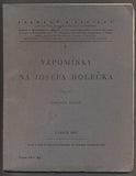 ŘEZÁČ, ANTONÍN: VZPOMÍNKY NA JOSEFA HOLEČKA. - 1930.