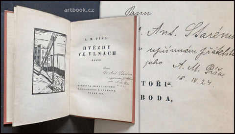 PÍŠA; A. M.: HVĚZDY VE VLNÁCH. -  1924. Podpis autora.