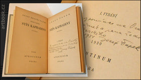 ČAPEK; JOSEF: STÍN KAPRADINY. - 1930. 1. vyd s dedikací a podpisem autora.