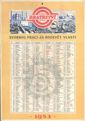 KALENDÁŘ NA ROK 1953. SVORNOU PRACÍ - ZA ROZKVĚT VLASTI.