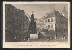 Karlovy Vary / Marktplatz und Schlossbrunn. - cca 1850.