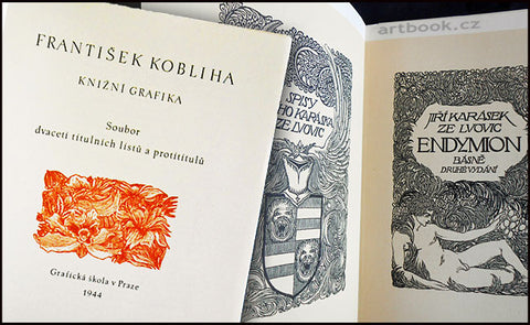 KOBLIHA; FRANTIŠEK: KNIŽNÍ GRAFIKA. - 1944. Soubor dvaceti titulních listů a protititulů. Grafická škola.