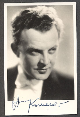KORBELÁŘ, OTOMAR. - podpis na fotopohlednici. 40. léta.
