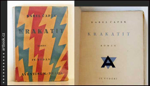 ČAPEK; KAREL: KRAKATIT. - 1927. IV. vydání; obálka (lino) JOSEF ČAPEK.