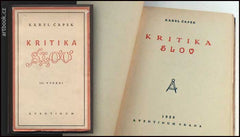 ČAPEK; KAREL: KRITIKA SLOV. - 1929.