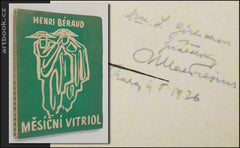 Čapek - BÉRAUD; HENRI: MĚSÍČNÍ VITRIOL. (Le Vitriol de Lune) - 1925. Obálka JOSEF ČAPEK.