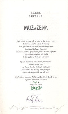 ŠIKTANC, KAREL: MUŽ A ŽENA. - 1992.