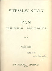 NOVÁK, VÍTĚZSLAV: PAN. BÁSEŇ V TÓNECH O PĚTI VĚTÁCH. OP. 43. - 1911.