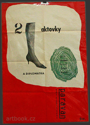 PARAVAN - DVĚ AKTOVKY A DIPLOMATKA. Plakát, autor grafického návrhu LUBOMÍR ŠTĚPÁN. 1962.