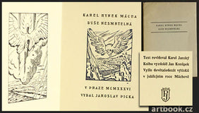 MÁCHA; KAREL HYNEK: DUŠE NESMRTELNÁ. - 1936.  Picka; 1936. Ilustrace (titulní dvoustrana) JAN KONŮPEK.