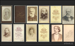 Portréty osobností na dobových fotografiích 19. století. - Arbes, Neruda, Smetana, Dvořák, V. Hugo ad.