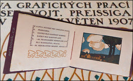 Preissig - VÝSTAVA GRAFICKÝCH PRACÍ A KRESEB VOJT. PREISSIGA. Katalog s orig. barevným dřevorytem. - 1907.