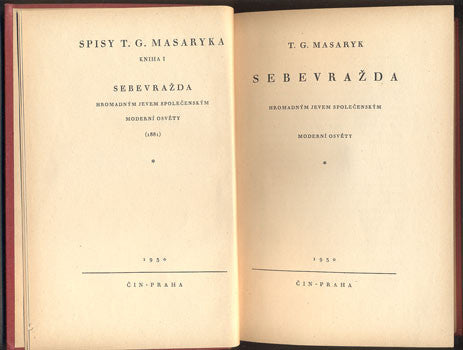 MASARYK, T. G.: SEBEVRAŽDA. - 1930