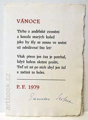 SEIFERT, JAROSLAV - VÁNOCE. PF 1979, podpis.