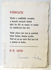 SEIFERT, JAROSLAV - VÁNOCE. PF 1979, podpis.