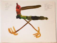 ZDENĚK SEYDL.  - PTÁK / KYTKA.  Oboustranná akvarelová kresba.