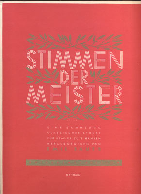 STIMMEN DER MEISTER. Eine Sammlung leichter bis mittelschwerer klassischer Stücke für Klavier zu zwei Händen.
