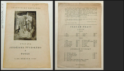 Štyrský a Toyen - Výstava Jindřicha Štyrského a Toyen. Aventinská mansarda. 1.- 30. březen 1930.