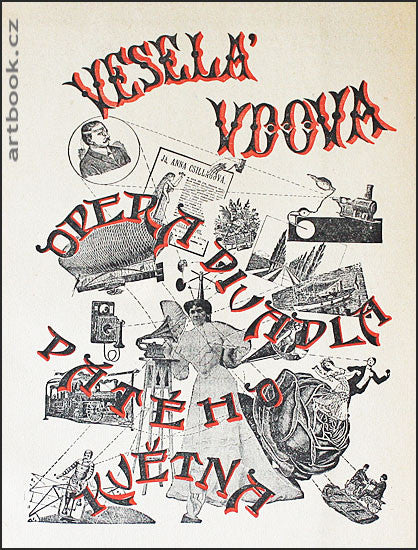FRANTIŠEK TRÖSTER. Fotomontáž na obálce div. programu. Veselá vdova? - 1945.