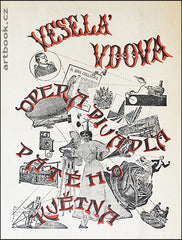 FRANTIŠEK TRÖSTER. Fotomontáž na obálce div. programu. Veselá vdova? - 1945.