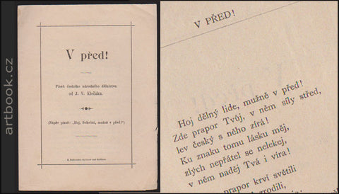 V před. Píseň českého národního dělnictva od J.V. Klečáka. - kol. 1900.