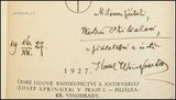 WEINFURTER.  Nebezpečí okultismu. Zázraky a jejich výklad okultními naukami. - S věnováním autora Františku Drtikolovi. 1927.