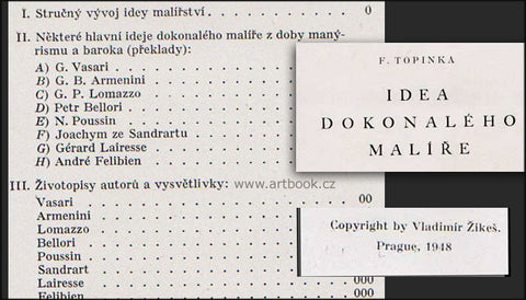 Unikát, nerealizovaný tisk - F. TOPINKA. IDEA DOKONALÉHO MALÍŘE. - Žikeš, 1948.
